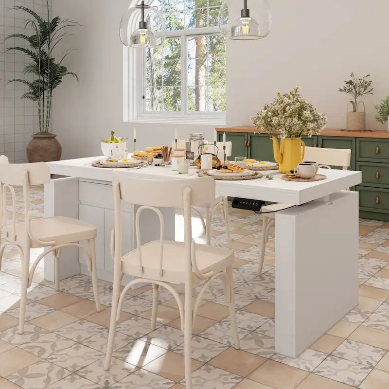 70.9W Dining Table White Adjustable Workstation Modern Office Desk