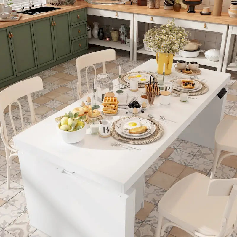 70.9W Dining Table White Adjustable Workstation Modern Office Desk