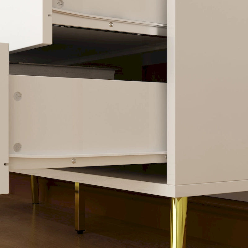6-Drawer Double Dresser with Gold Accents Bedroom Storage Solution
