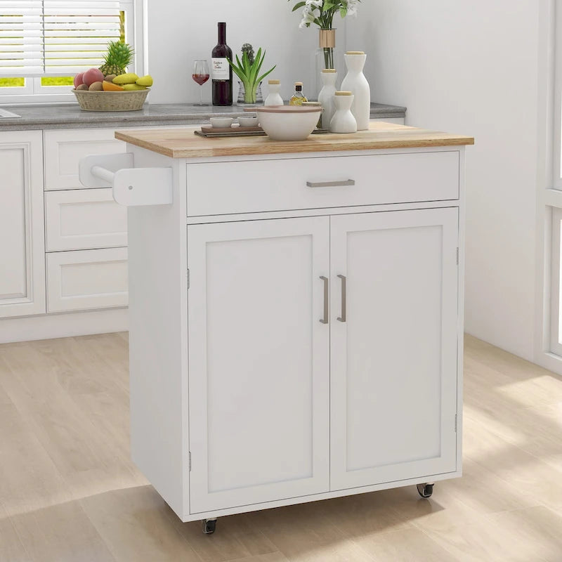 Kitchen island rolling trolley cart with Adjustable Shelves
