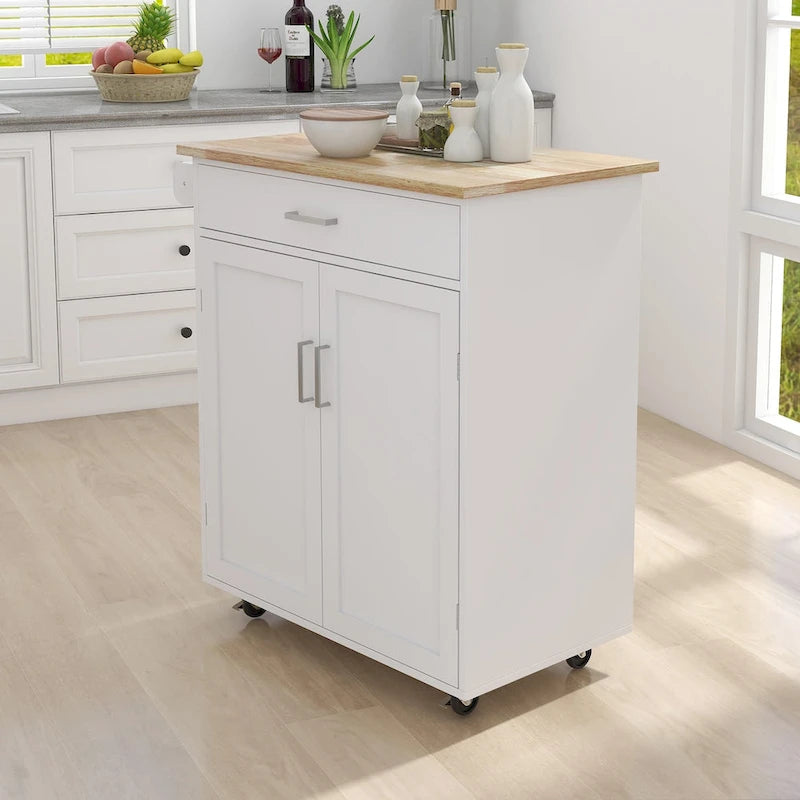 Kitchen island rolling trolley cart with Adjustable Shelves