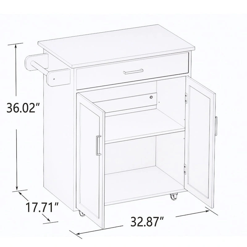 Kitchen island rolling trolley cart with Adjustable Shelves