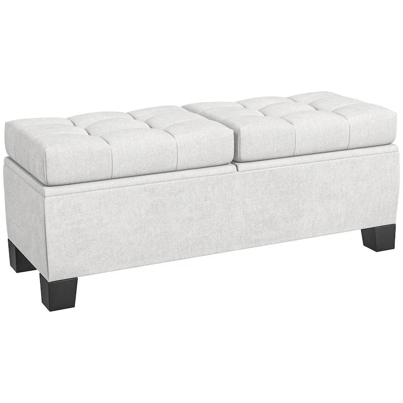 Upholstered Storage Bench with Safety Hinges for Living Room,Entryway,Bedroom