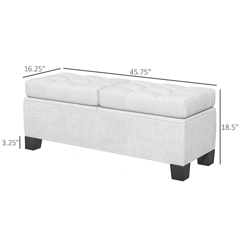 Upholstered Storage Bench with Safety Hinges for Living Room,Entryway,Bedroom