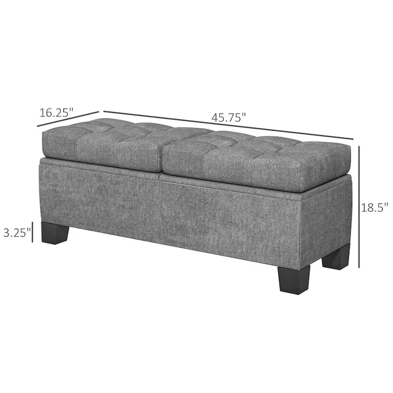 Upholstered Storage Bench with Safety Hinges for Living Room,Entryway,Bedroom