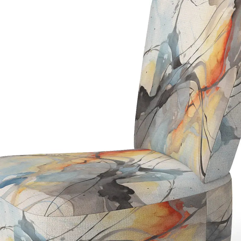 Designart Marble Serenity Colorful Gray Watercolor Waves I Upholstered Abstract Shapes Accent Chair and Modern Arm Chair