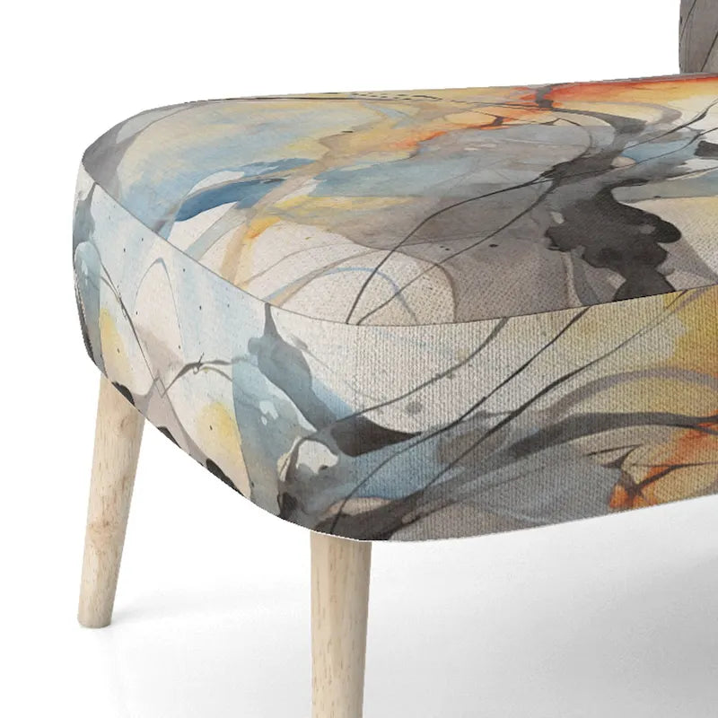 Designart Marble Serenity Colorful Gray Watercolor Waves I Upholstered Abstract Shapes Accent Chair and Modern Arm Chair