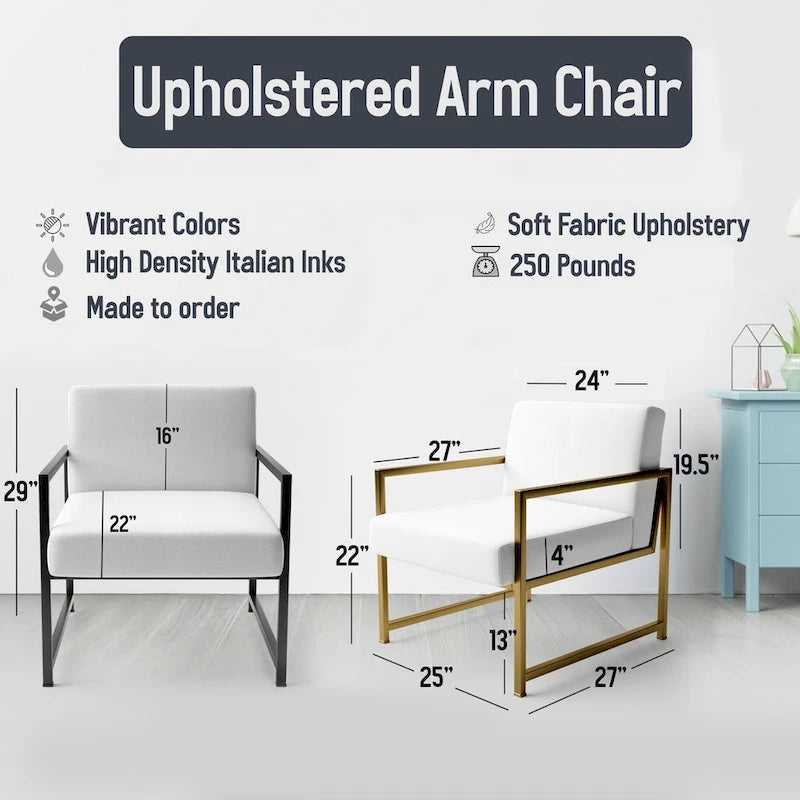 Designart Marble Serenity Colorful Gray Watercolor Waves I Upholstered Abstract Shapes Accent Chair and Modern Arm Chair