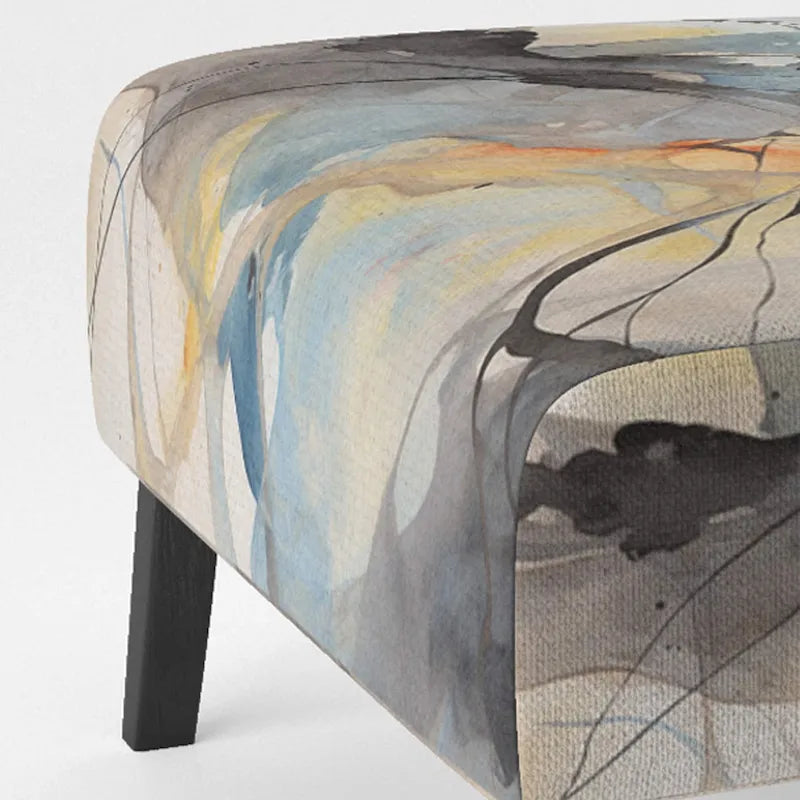 Designart Marble Serenity Colorful Gray Watercolor Waves I Upholstered Abstract Shapes Accent Chair and Modern Arm Chair