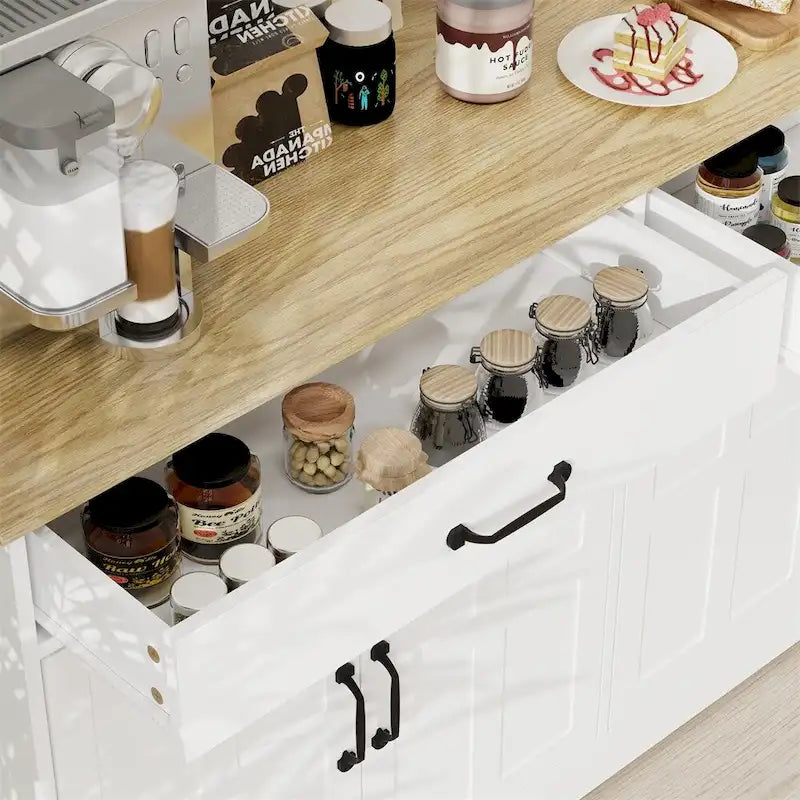 Farmhouse Buffet Cabinet Storage Sideboard with 2 Drawers and 4 Doors