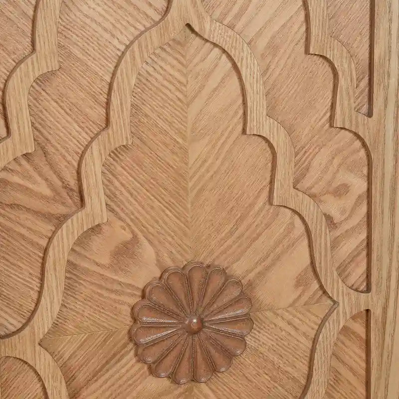 Carved Flower Door Large Storage Cabinet Sideboard Buffet