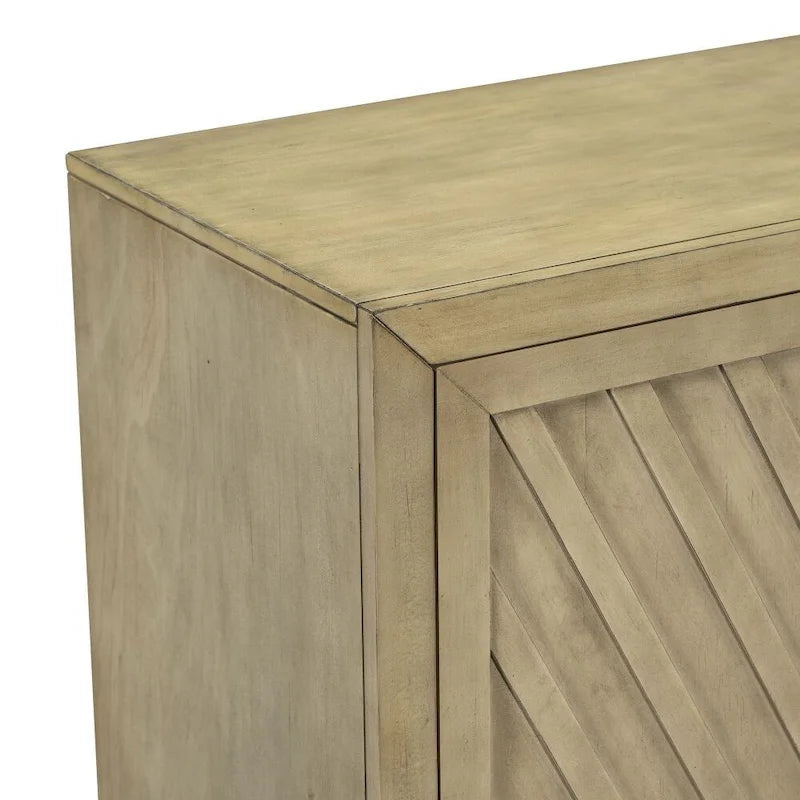 3-Door Large Storage Retro Sideboard with Adjustable Shelves and Black Handles