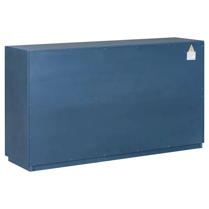 3-Door Large Storage Retro Sideboard with Adjustable Shelves and Black Handles