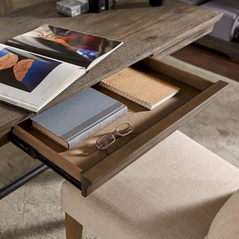 Gannon Wire Brushed Wood Oak Finish 1-Drawer Writing Desk by iNSPIRE Q Artisan