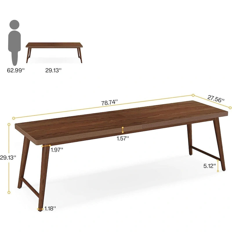78.7 Wood Extra Long Desk, Large 2-Person Computer Desk Writing Desk