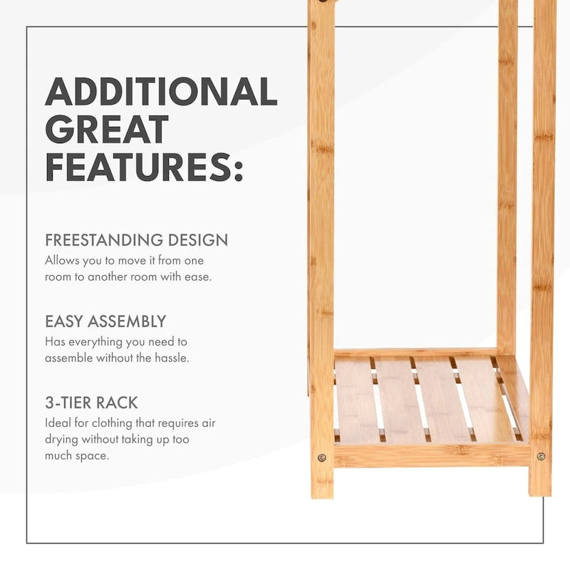 ToiletTree Products Bamboo Towel Rack Holder for Bathrooms (3 Tier) - Freestanding Beach Towel Stand with Towel Organizer
