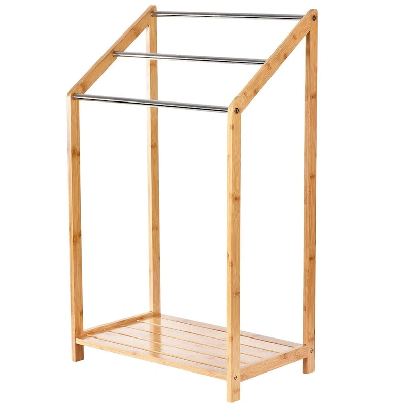 ToiletTree Products Bamboo Towel Rack Holder for Bathrooms (3 Tier) - Freestanding Beach Towel Stand with Towel Organizer