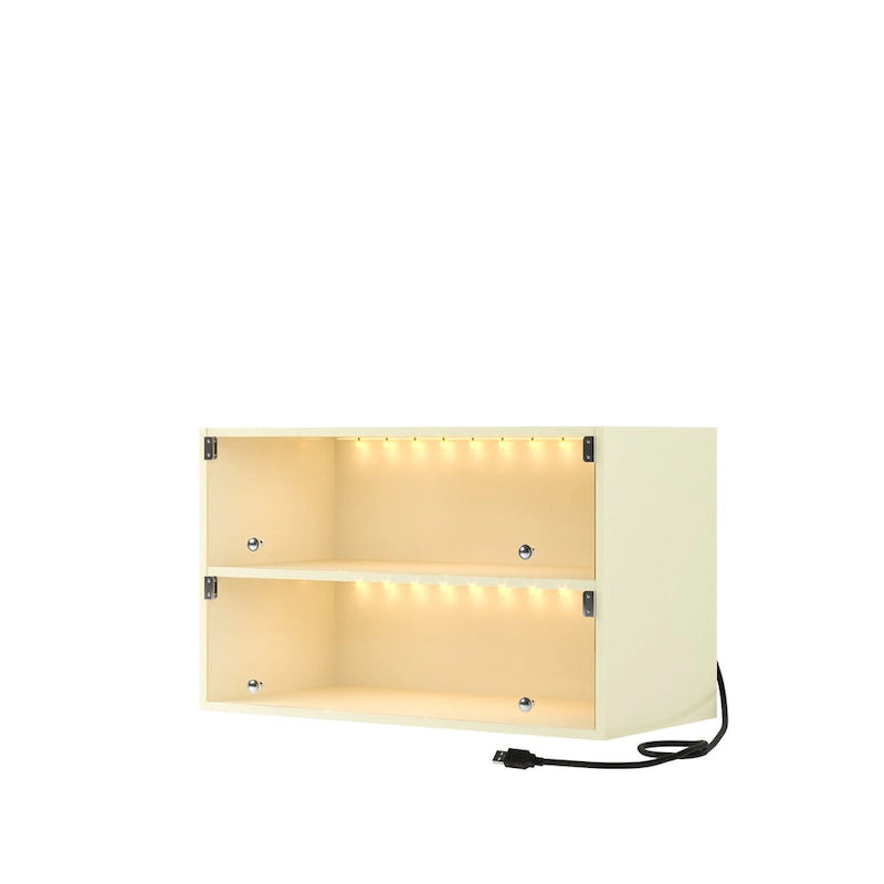 Glass Door Shoe Box Shoe Storage Cabinet For Sneakers With RGB Led Light